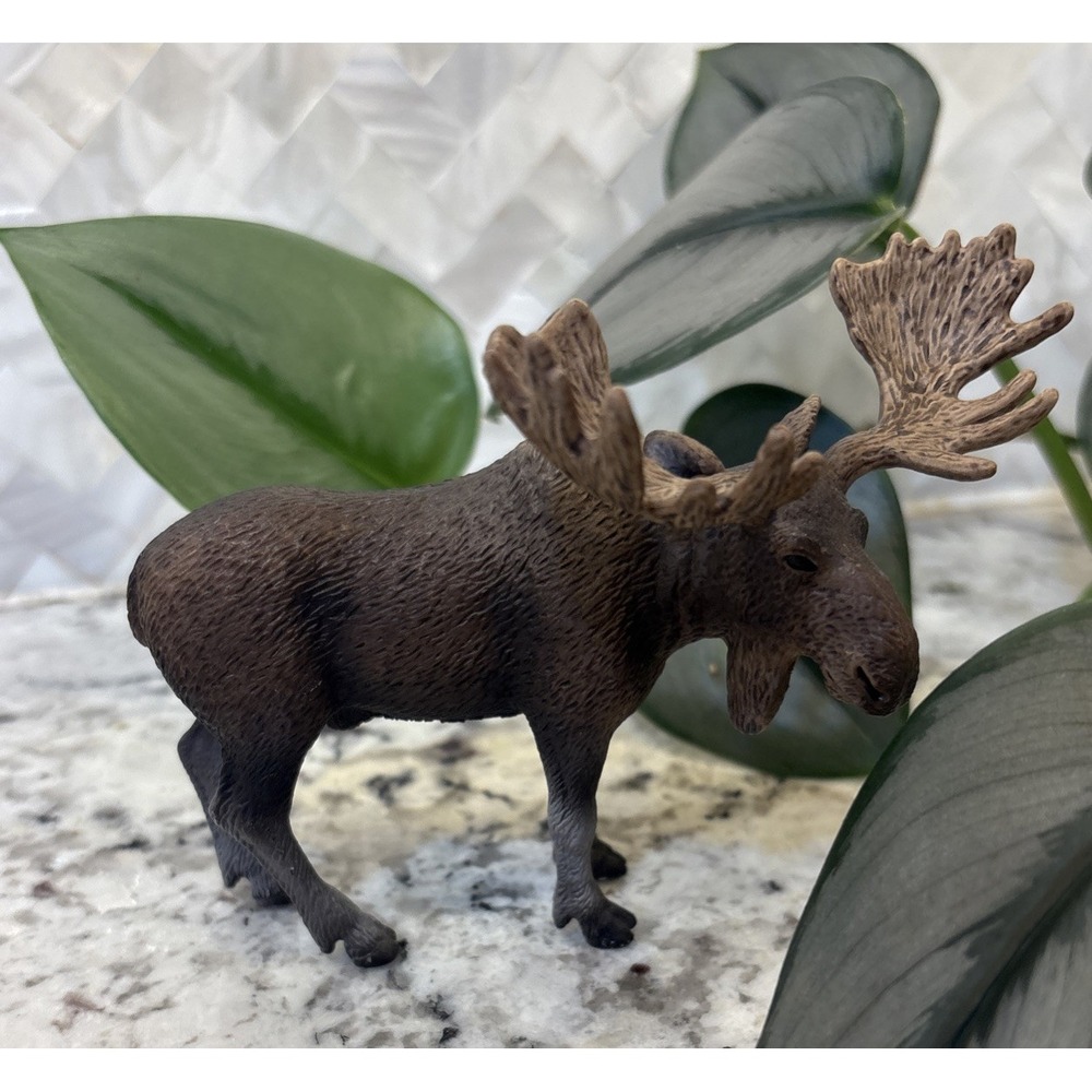 2009 Schleich Wildlife 4.5" Moose Bull Male Figure Toy Resin